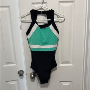 Black and Teal One-Piece Swimsuit